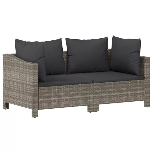  2 részes szürke polyrattan kerti ülőgarnitúra párnákkal