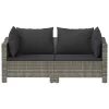  2 részes szürke polyrattan kerti ülőgarnitúra párnákkal