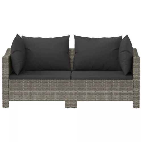 2 részes szürke polyrattan kerti ülőgarnitúra párnákkal