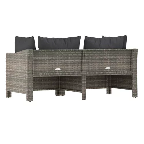  2 részes szürke polyrattan kerti ülőgarnitúra párnákkal