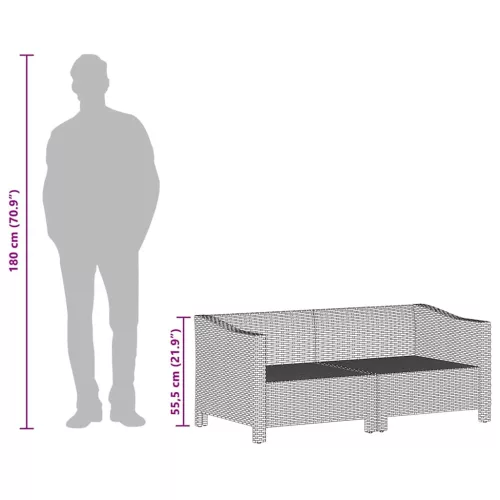  2 részes szürke polyrattan kerti ülőgarnitúra párnákkal