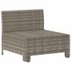  szürke polyrattan kerti középső kanapé párnával