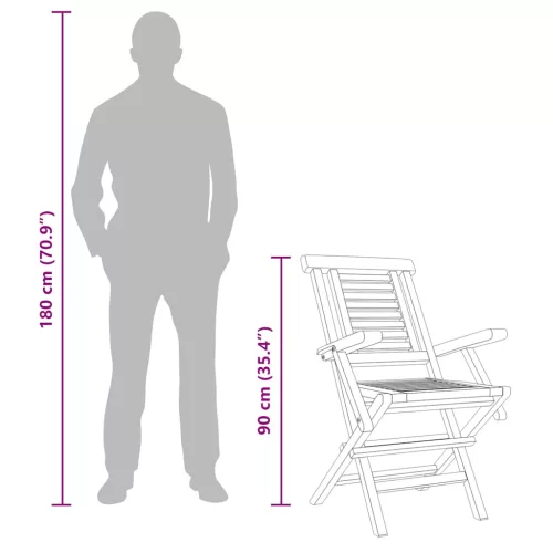  2 db tömör tíkfa összecsukható kerti szék 56 x 63 x 90 cm
