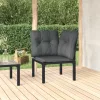  fekete és szürke polyrattan kerti sarokfotel párnákkal
