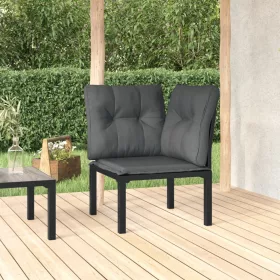  fekete és szürke polyrattan kerti sarokfotel párnákkal