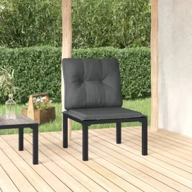  fekete-szürke polyrattan kerti szék párnákkal