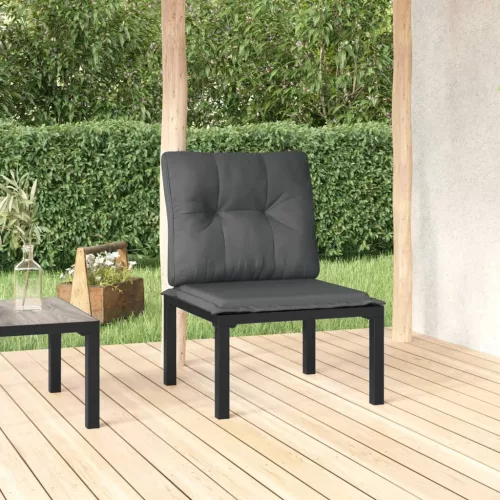  fekete-szürke polyrattan kerti szék párnákkal