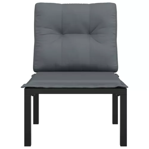  fekete-szürke polyrattan kerti szék párnákkal
