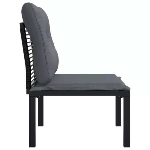  fekete-szürke polyrattan kerti szék párnákkal