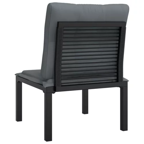  fekete-szürke polyrattan kerti szék párnákkal