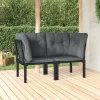  2 db fekete-szürke polyrattan kerti sarokfotel párnákkal