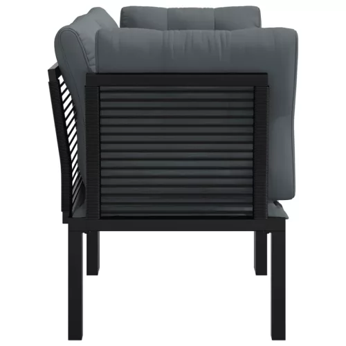  2 db fekete-szürke polyrattan kerti sarokfotel párnákkal