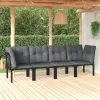  4 részes fekete és szürke polyrattan kerti ülőgarnitúra