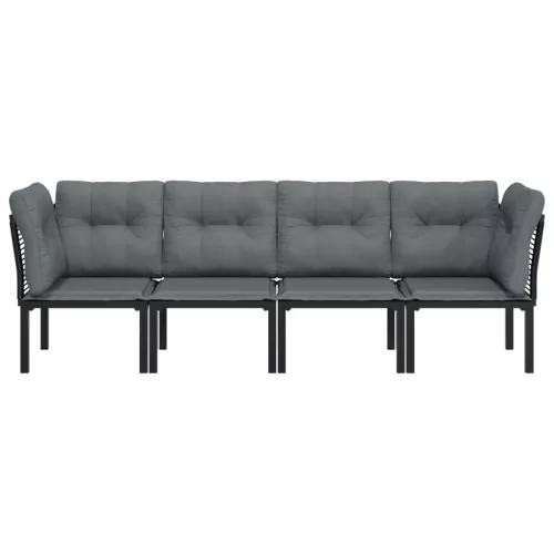  4 részes fekete és szürke polyrattan kerti ülőgarnitúra