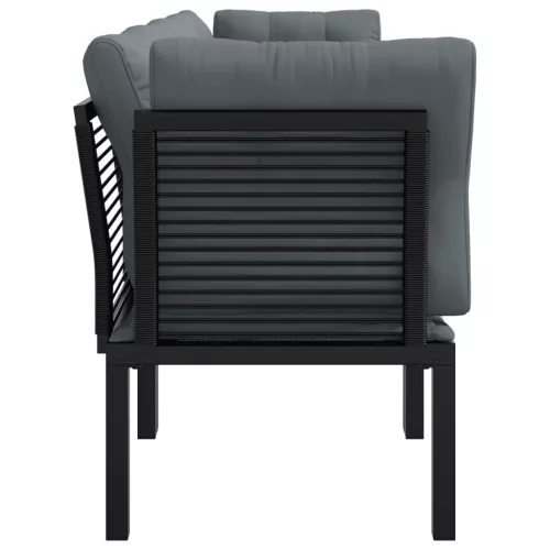  4 részes fekete és szürke polyrattan kerti ülőgarnitúra