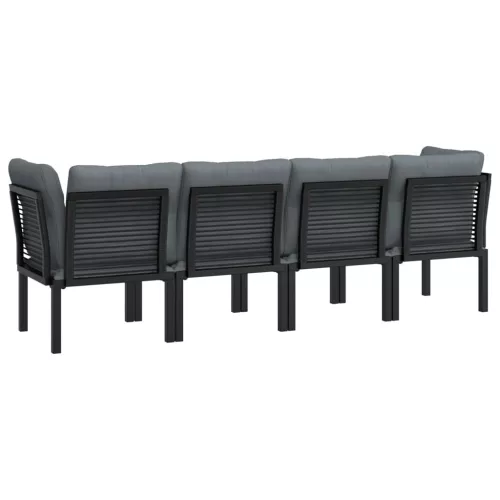  4 részes fekete és szürke polyrattan kerti ülőgarnitúra