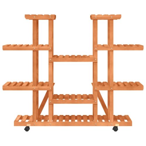  tömör fenyőfa virágtartó állvány kerekekkel 110 x 25 x 115 cm