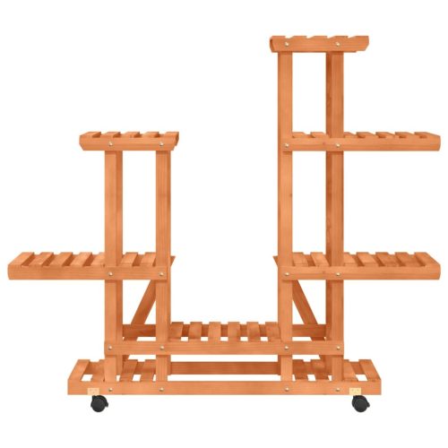  tömör fenyőfa virágtartó állvány kerekekkel 95 x 25 x 101 cm