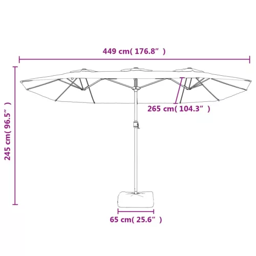  tópszínű dupla tetős napernyő 449x265 cm