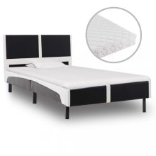 VID fekete és fehér műbőr ágy matraccal 90 x 200 cm