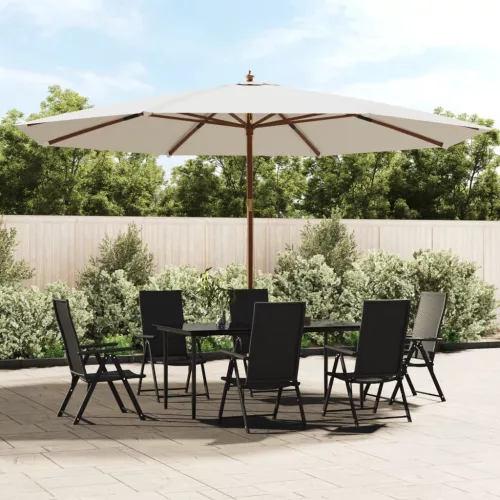  homokszínű kerti napernyő fa rúddal 400 x 273 cm