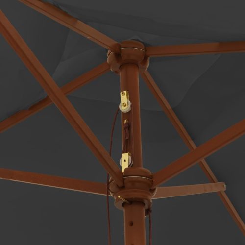  antracitszürke kerti napernyő fa rúddal 198x198x231 cm