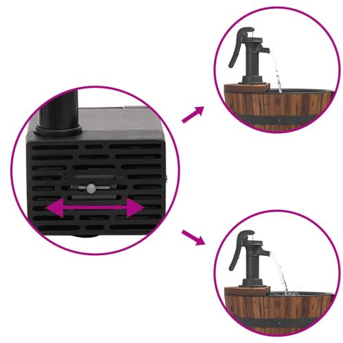  tömör fenyőfa kerekes szökőkút szivattyúval 55 x 55 x 80ncm