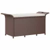  barna polyrattan kerti pad párnával 116 x 46 x 57 cm