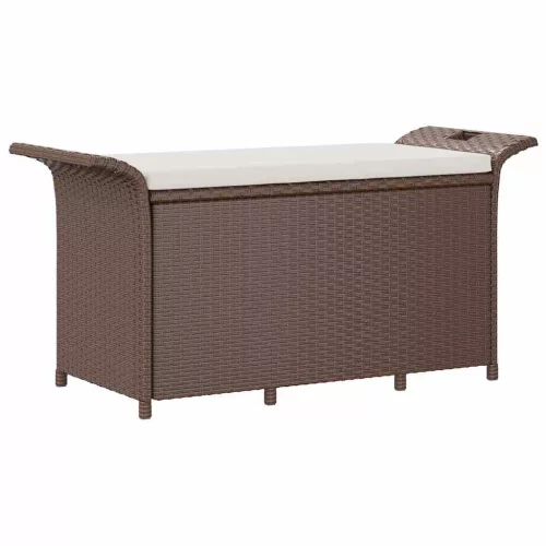  barna polyrattan kerti pad párnával 116 x 46 x 57 cm