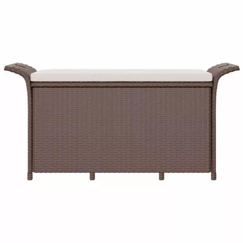  barna polyrattan kerti pad párnával 116 x 46 x 57 cm