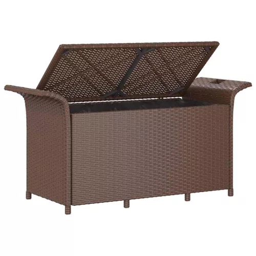 barna polyrattan kerti pad párnával 116 x 46 x 57 cm