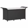  fekete polyrattan kerti pad párnával 116 x 46 x 57 cm