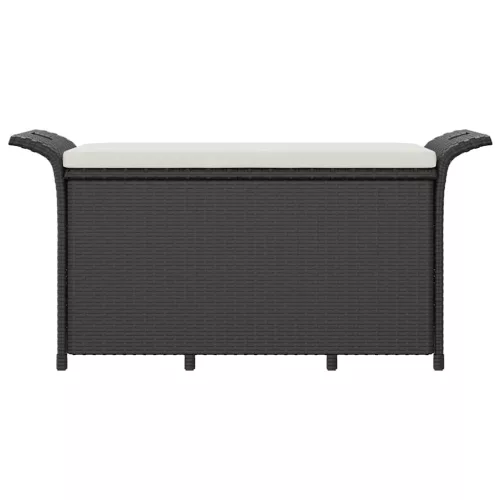  fekete polyrattan kerti pad párnával 116 x 46 x 57 cm