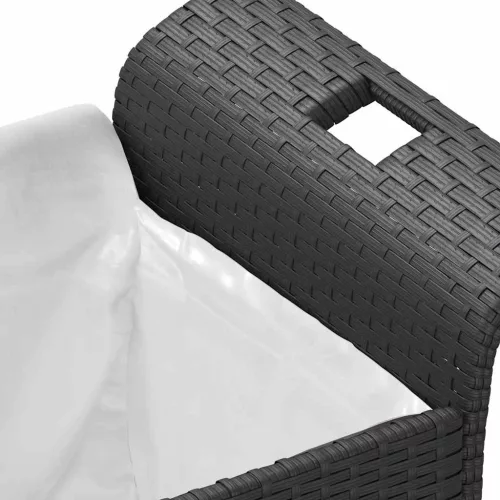  fekete polyrattan kerti pad párnával 116 x 46 x 57 cm