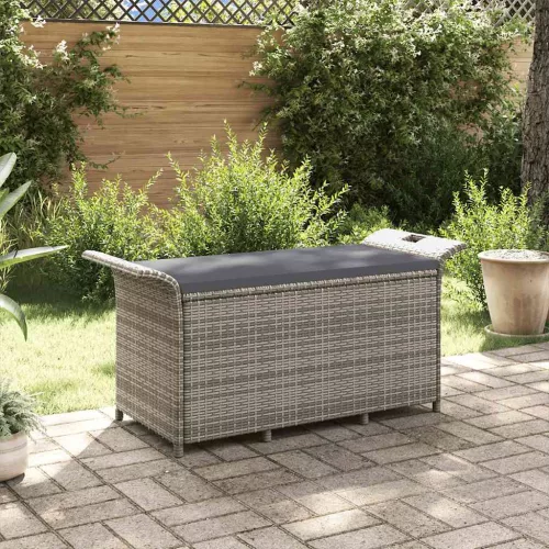  barna polyrattan kerti pad párnával 116 x 46 x 57 cm