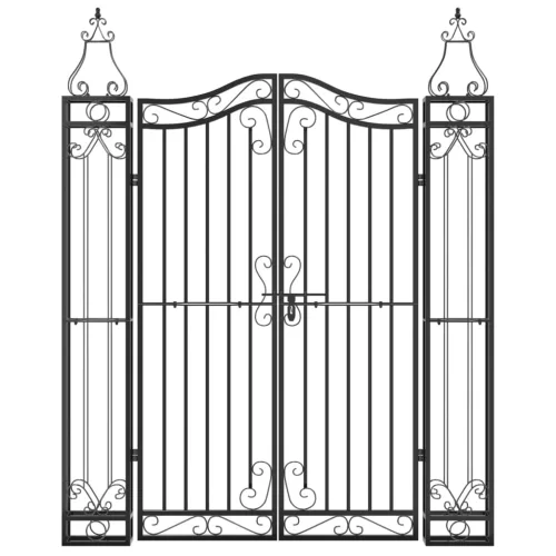  fekete kovácsoltvas kertkapu 121x8x150 cm 