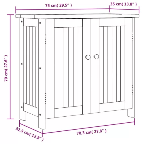  tömör akácfa kerti szekrény 75 x 35 x 70 cm