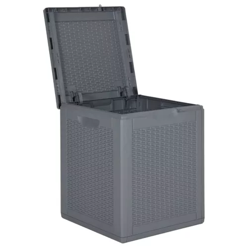  szürke PP rattan kerti tárolóláda 90 L