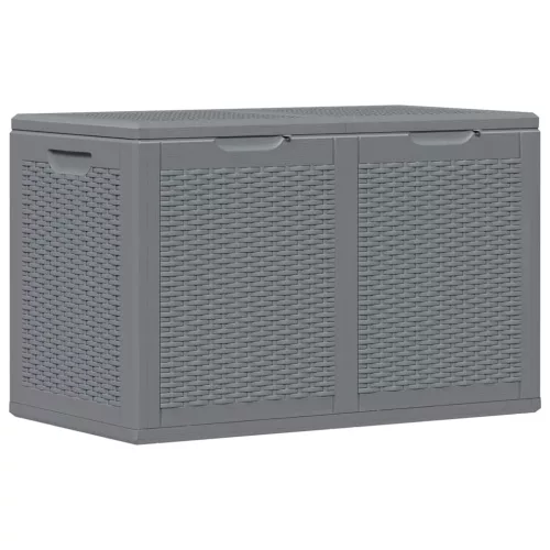  szürke PP rattan kerti tárolóláda 180 L