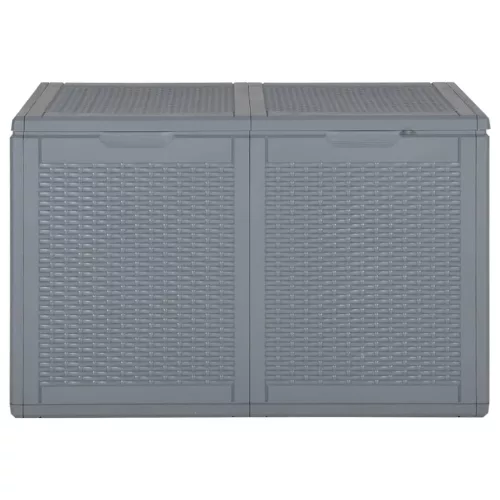  szürke PP rattan kerti tárolóláda 180 L