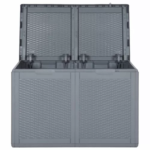  szürke PP rattan kerti tárolóláda 180 L