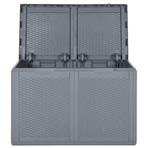  szürke PP rattan kerti tárolóláda 180 L