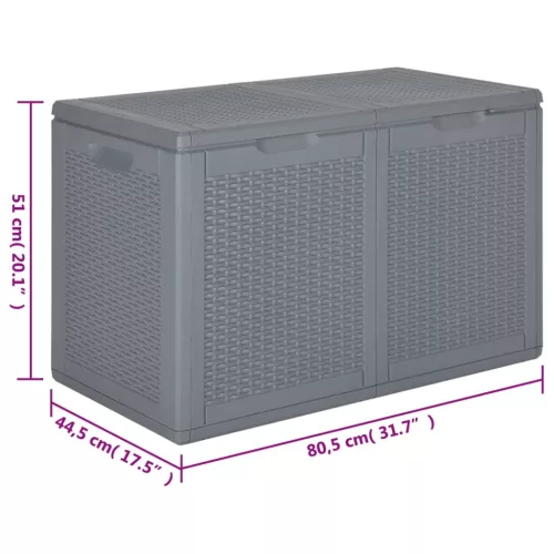  szürke PP rattan kerti tárolóláda 180 L