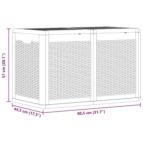  szürke PP rattan kerti tárolóláda 180 L
