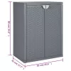  szürke PP rattan kerti tárolószekrény 65 x 45 x 88 cm