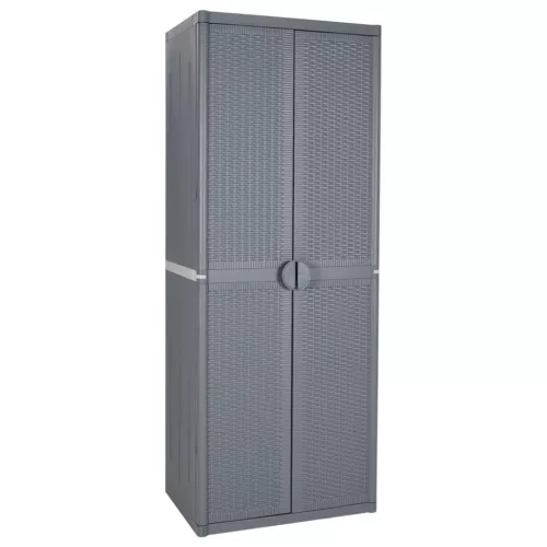  szürke PP rattan kerti tárolószekrény 65 x 45 x 172 cm