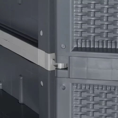  szürke PP rattan kerti tárolószekrény 65 x 45 x 172 cm