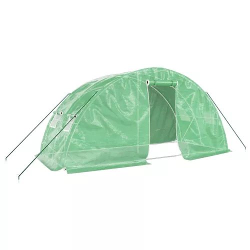  zöld acélvázas melegház 10 m² 5 x 2 x 2,3 m