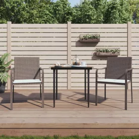    2 db barna polyrattan kerti szék párnával 56 x 59 x 84 cm