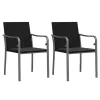  2 db fekete polyrattan kerti szék párnával 56 x 59 x 84 cm